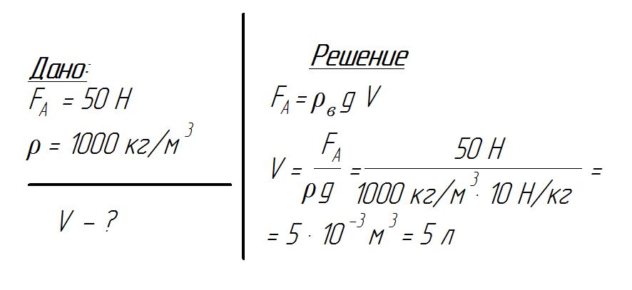 Сила пятьдесят. Тело выталкивается водой с силой 50 н. Каков объем погруженного тела если выталкивается с силой в 50н. Объем погруженной части тела формула. Каков объем погруженного тела если оно выталкивается силой воды 50 н.