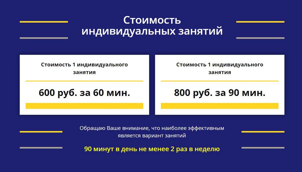 Стоимость занятий с репетитором